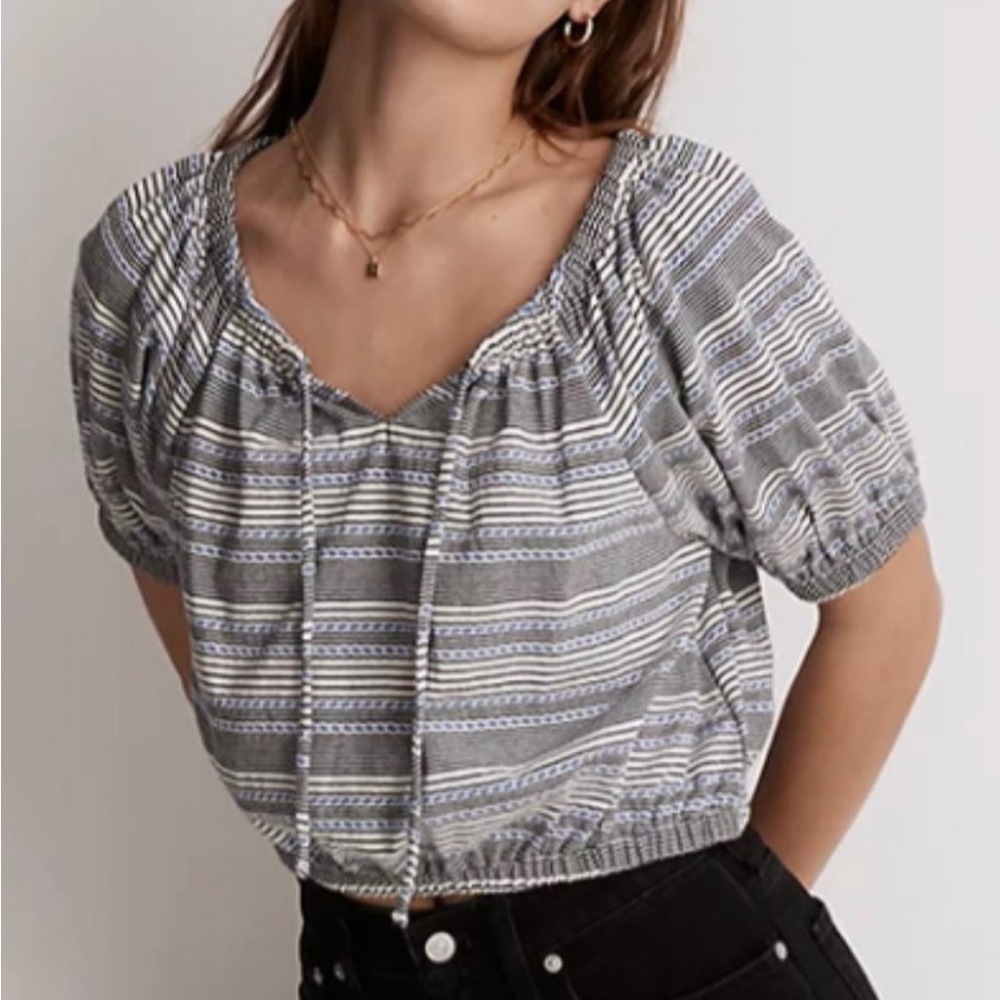 Madewell striped crop top 💙🖤🤍